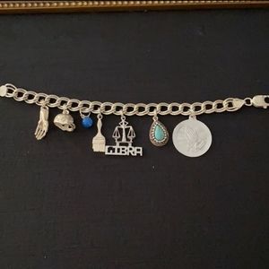 Libra sterling silver 925 bracelet with charms